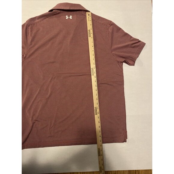 Under Armour Heat Gear Mens Polo Golf Shirt Loose Fit Short Sleeves Large Stripe - Picture 8 of 12
